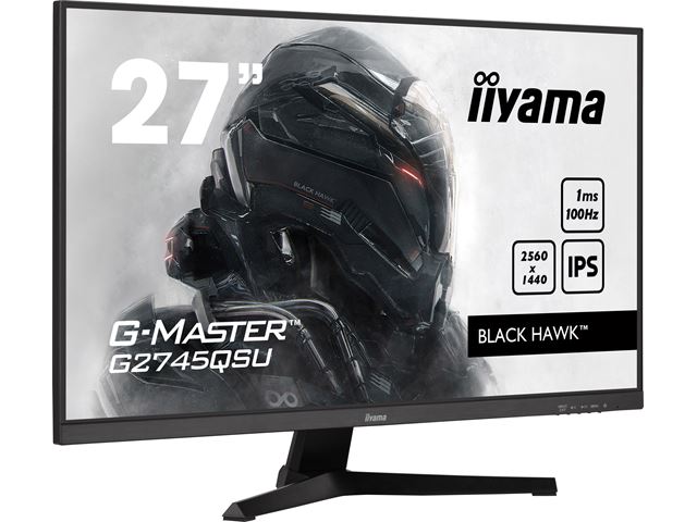 iiyama G-Master Black Hawk gaming monitor G2745QSU-B1 27" Black, IPS, Ultra Wide Resolution, 100Hz, 1ms, FreeSync, HDMI, Display Port, USB Hub image 1