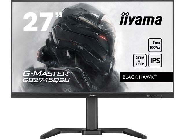 iiyama G-Master Black Hawk gaming monitor GB2745QSU-B1 27" Height Adjustable, Black, IPS, Ultra Wide Resolution, 100Hz, 1ms, FreeSync, HDMI, Display Port, USB Hub image 0