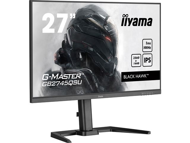 iiyama G-Master Black Hawk gaming monitor GB2745QSU-B1 27" Height Adjustable, Black, IPS, Ultra Wide Resolution, 100Hz, 1ms, FreeSync, HDMI, Display Port, USB Hub image 2