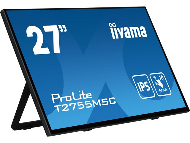 iiyama ProLite monitor T2755MSC-B1 27", Projective Capacitive 10pt touch, IPS, Scratch resistant, HDMI, DisplayPort, Edge to edge glass image 1