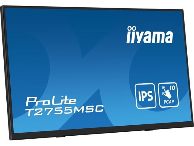 iiyama ProLite monitor T2755MSC-B1 27", Projective Capacitive 10pt touch, IPS, Scratch resistant, HDMI, DisplayPort, Edge to edge glass image 2
