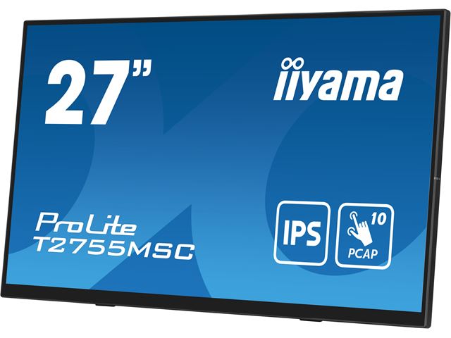 iiyama ProLite monitor T2755MSC-B1 27", Projective Capacitive 10pt touch, IPS, Scratch resistant, HDMI, DisplayPort, Edge to edge glass image 4