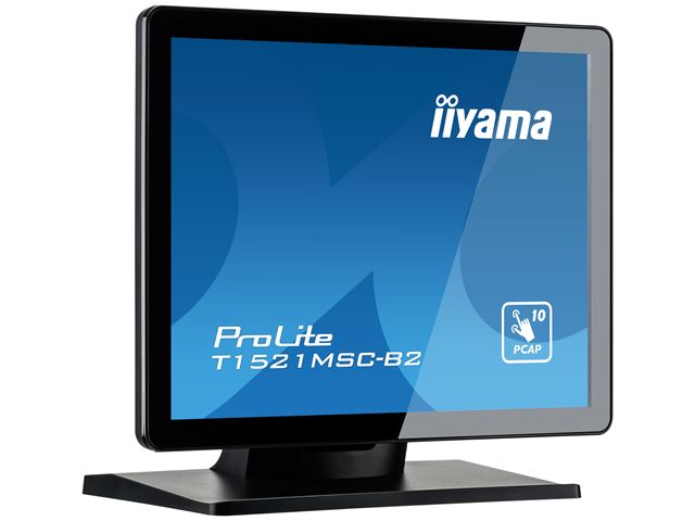 iiyama ProLite monitor T1521MSC-B2 15" Black, Projective Capacitive 10pt touch, glass overlay, scratch resistant, IP65 image 2