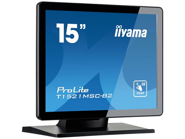 iiyama ProLite monitor T1521MSC-B2 15" Black, Projective Capacitive 10pt touch, glass overlay, scratch resistant, IP65 image 4