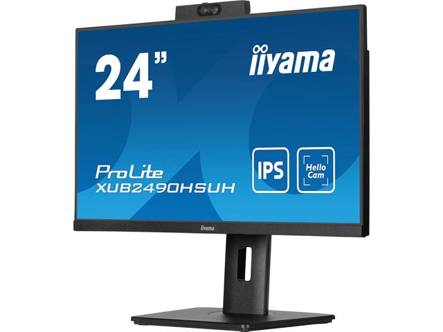 iiyama ProLite monitor XUB2490HSUH-B1 24" IPS, built-in Windows Hello camera and microphone, Height Adjustable, 3-side borderless design image 2