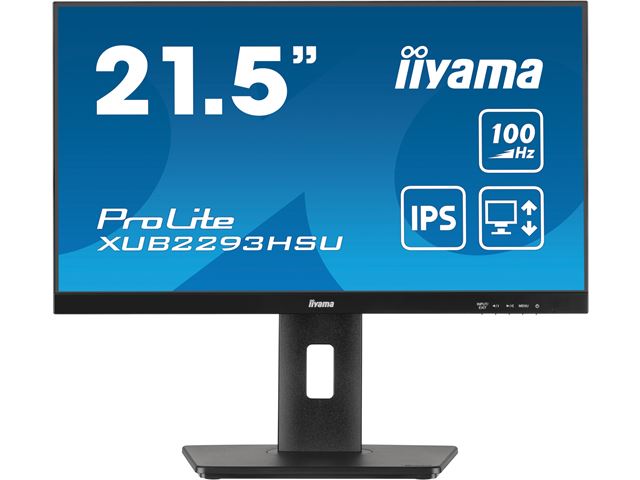 iiyama ProLite monitor XUB2293HSU-B6 22" IPS, 3-side borderless, Height Adjustable, Full HD, HDMI, 100hz refresh rate, USB Hub image 0