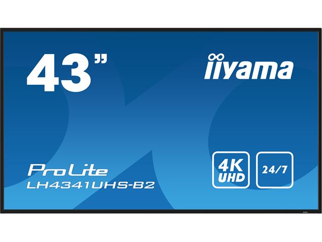 iiyama ProLite monitor LH4341UHS-B2 43", Digital Signage, IPS, HDMI, DisplayPort, 4K, 24/7, Landscape/Portrait, Media Player, 500cd/m² brightness image 0
