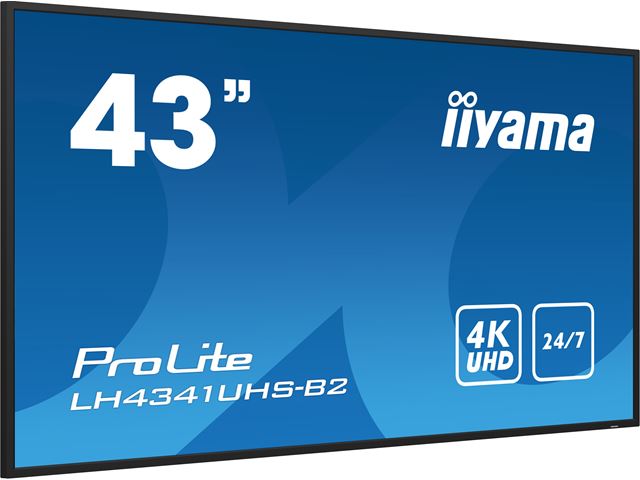 iiyama ProLite monitor LH4341UHS-B2 43", Digital Signage, IPS, HDMI, DisplayPort, 4K, 24/7, Landscape/Portrait, Media Player, 500cd/m² brightness image 2