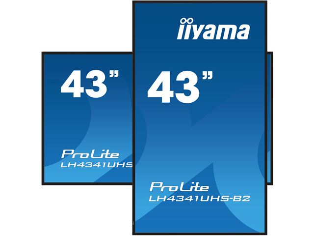 iiyama ProLite monitor LH4341UHS-B2 43", Digital Signage, IPS, HDMI, DisplayPort, 4K, 24/7, Landscape/Portrait, Media Player, 500cd/m² brightness image 3