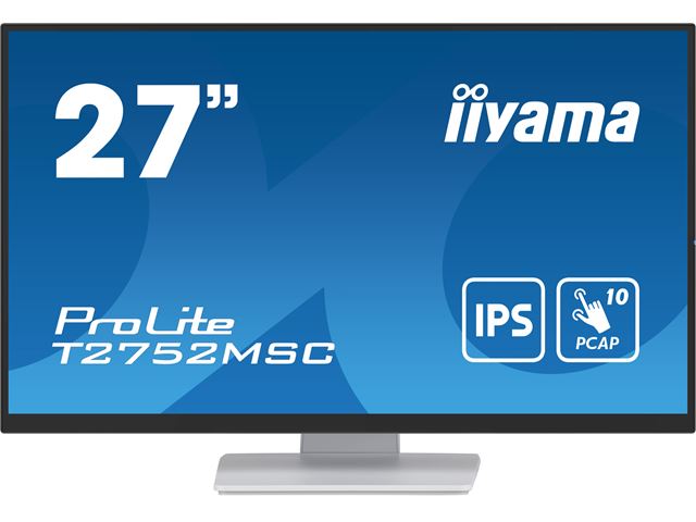 iiyama ProLite monitor T2752MSC-W1 27", Projective Capacitive 10pt touch, IPS, Scratch resistant, HDMI, DisplayPort, Edge to edge glass image 0