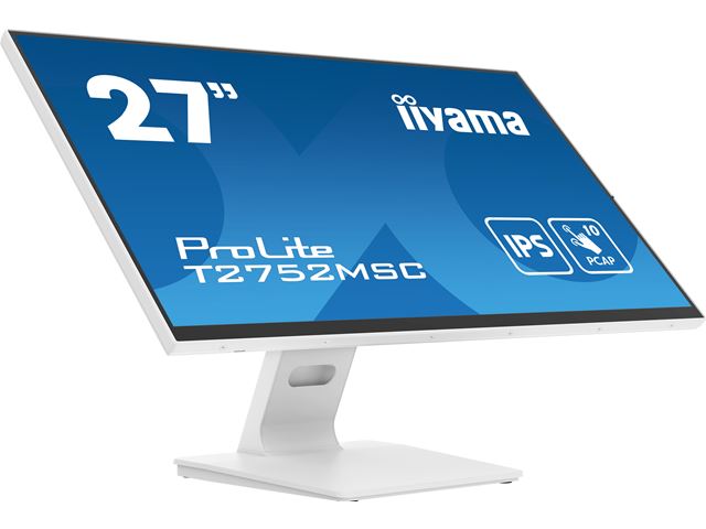 iiyama ProLite monitor T2752MSC-W1 27", Projective Capacitive 10pt touch, IPS, Scratch resistant, HDMI, DisplayPort, Edge to edge glass image 1