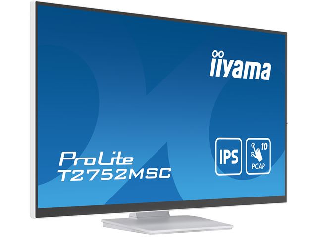 iiyama ProLite monitor T2752MSC-W1 27", Projective Capacitive 10pt touch, IPS, Scratch resistant, HDMI, DisplayPort, Edge to edge glass image 2