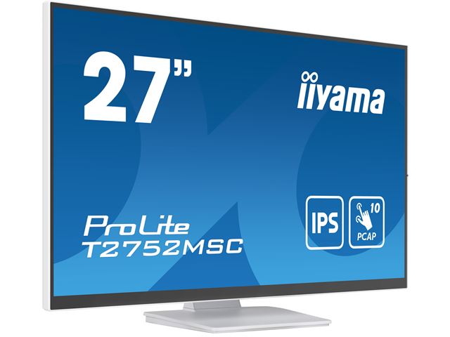 iiyama ProLite monitor T2752MSC-W1 27", Projective Capacitive 10pt touch, IPS, Scratch resistant, HDMI, DisplayPort, Edge to edge glass image 3