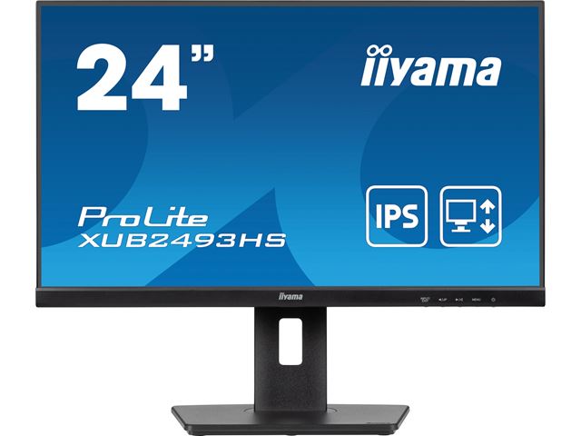 iiyama ProLite monitor XUB2493HS-B6, 24", 3-side borderless design, IPS, 0.5ms, Height Adjustable and pivot function, HDMI, DisplayPort, Blue light reducer, Flicker free image 0