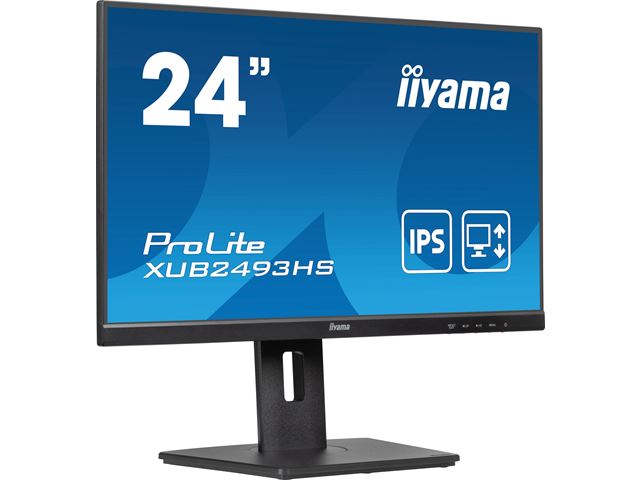 iiyama ProLite monitor XUB2493HS-B6, 24", 3-side borderless design, IPS, 0.5ms, Height Adjustable and pivot function, HDMI, DisplayPort, Blue light reducer, Flicker free image 1