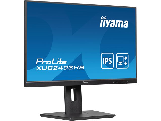 iiyama ProLite monitor XUB2493HS-B6, 24", 3-side borderless design, IPS, 0.5ms, Height Adjustable and pivot function, HDMI, DisplayPort, Blue light reducer, Flicker free image 2