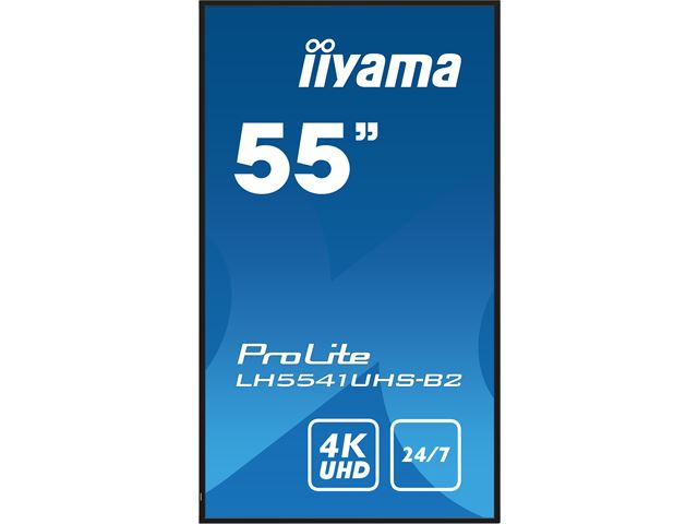 iiyama ProLite monitor LH5541UHS-B2 55", IPS, 4K UHD, 24/7 Hours Operation, Landscape/Portrait, Built in media player image 1