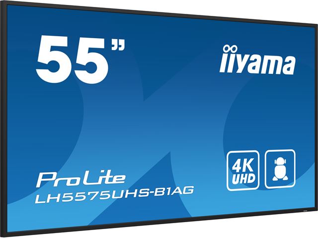 iiyama ProLite monitor LH5575UHS-B1AG 55", Digital Signage, IPS, HDMI, DisplayPort, 4K, 24/7, Landscape/Portrait, Media Player, Intel® SDM slot, Wifi, Anti-Glare image 1