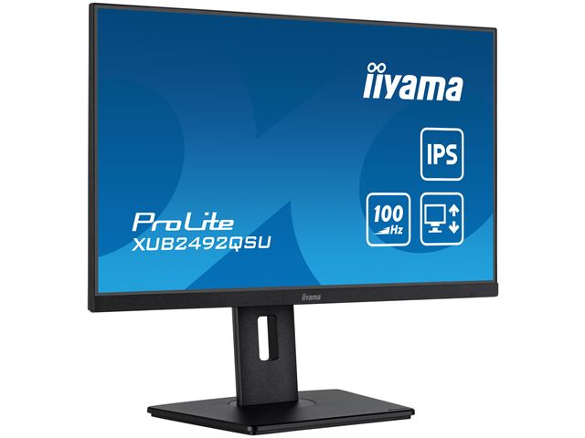 iiyama ProLite monitor XUB2492QSU-B1, 24", Ultra-wide res, 100hz, IPS, Height Adjustable and pivot function, HDMI, DisplayPort, Blue light reducer, Flicker free image 2
