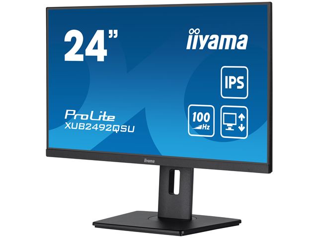 iiyama ProLite monitor XUB2492QSU-B1, 24", Ultra-wide res, 100hz, IPS, Height Adjustable and pivot function, HDMI, DisplayPort, Blue light reducer, Flicker free image 3