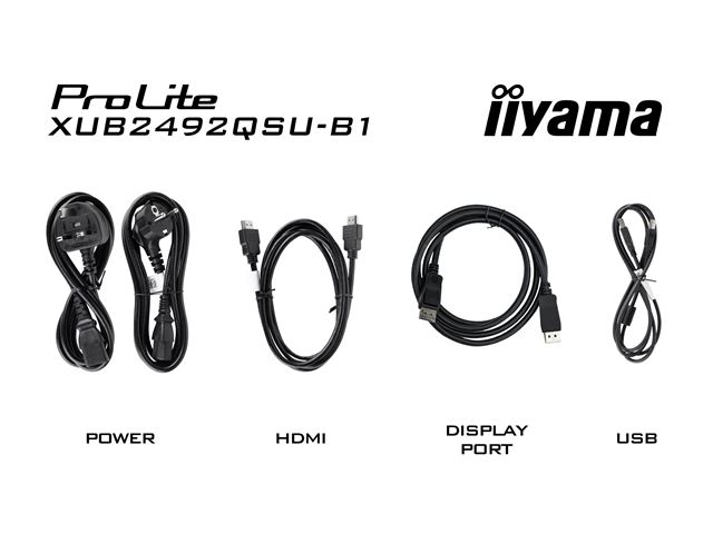 iiyama ProLite monitor XUB2492QSU-B1, 24", Ultra-wide res, 100hz, IPS, Height Adjustable and pivot function, HDMI, DisplayPort, Blue light reducer, Flicker free image 13