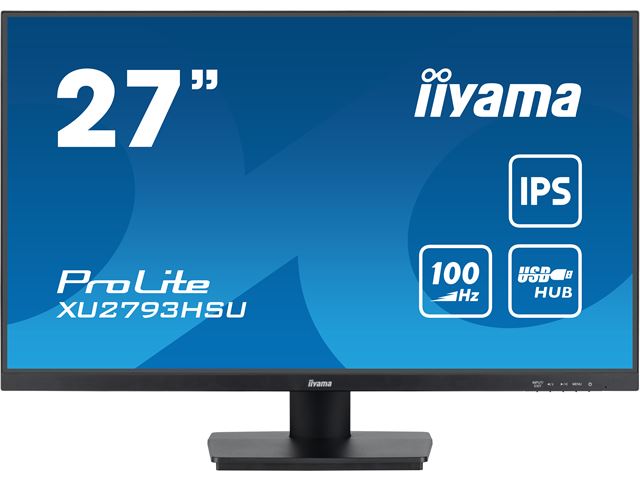 iiyama ProLite monitor XU2793HSU-B6, 27" 3-side borderless design, IPS, HDMI, DisplayPort, FreeSync, Flicker free, 100hz refresh rate image 0