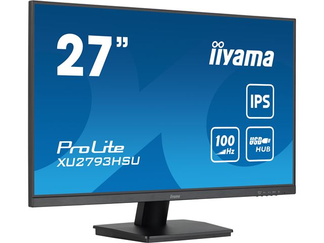 iiyama ProLite monitor XU2793HSU-B6, 27" 3-side borderless design, IPS, HDMI, DisplayPort, FreeSync, Flicker free, 100hz refresh rate image 2