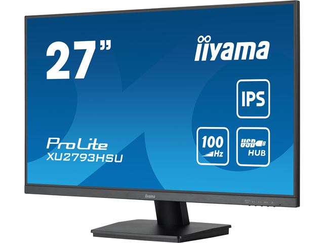 iiyama ProLite monitor XU2793HSU-B6, 27" 3-side borderless design, IPS, HDMI, DisplayPort, FreeSync, Flicker free, 100hz refresh rate image 3