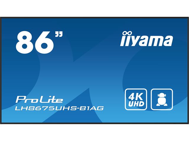 iiyama ProLite LH8675UHS-B1AG 86", 24/7, 4K, IPS, HDMI, landscape/portrait, Wifi, Android OS, signal FailOver, 500cd/m² high brightness, Anti-Glare image 0