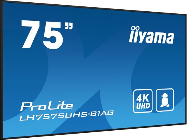 iiyama ProLite monitor LH7575UHS-B1AG 75", Digital Signage, IPS, HDMI, DisplayPort, 4K, 24/7, Landscape/Portrait, Media Player, Intel® SDM slot, Wifi, Anti-Glare image 2