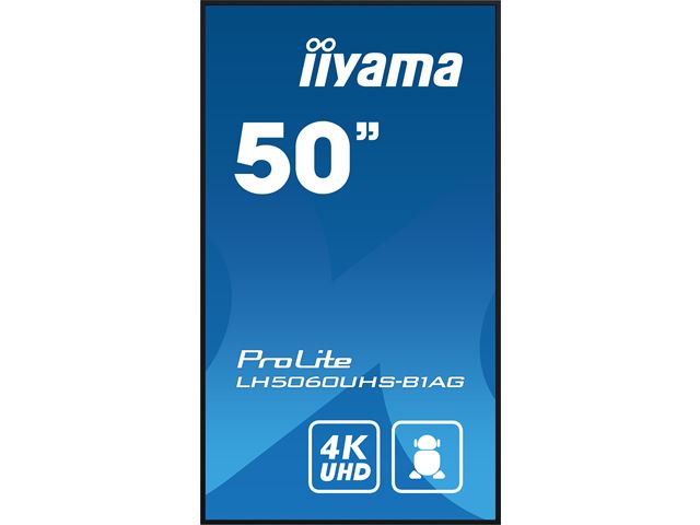 iiyama ProLite LH5060UHS-B1AG 50", IPS, 4K, 24/7 Hours Operation, HDMI x 3, Landscape/Portrait, Android OS and FailOver image 1