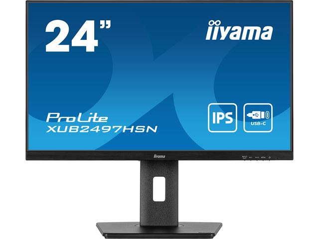 iiyama ProLite monitor XUB2497HSN-B1 24" IPS, Full HD, Ultra Slim Bezel, HDMI, Display Port, USB-C dock, Height Adjustable.  image 0