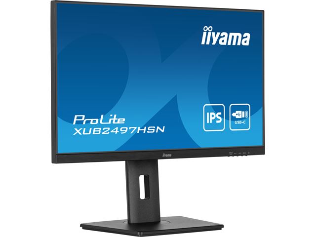 iiyama ProLite monitor XUB2497HSN-B1 24" IPS, Full HD, Ultra Slim Bezel, HDMI, Display Port, USB-C dock, Height Adjustable.  image 3