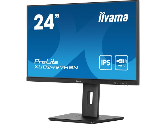 iiyama ProLite monitor XUB2497HSN-B1 24" IPS, Full HD, Ultra Slim Bezel, HDMI, Display Port, USB-C dock, Height Adjustable.  image 4