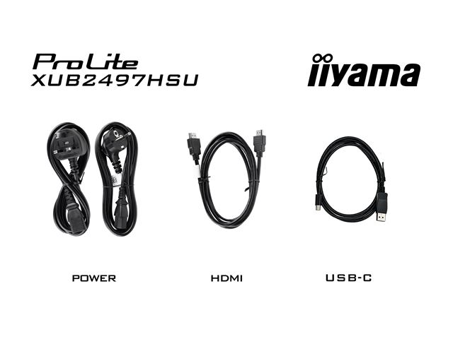 iiyama ProLite monitor XUB2497HSN-B1 24" IPS, Full HD, Ultra Slim Bezel, HDMI, Display Port, USB-C dock, Height Adjustable.  image 12