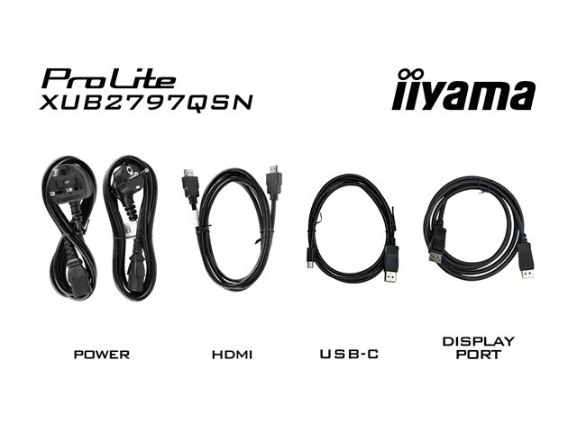 iiyama ProLite monitor XUB2797QSN-B1 27" IPS, WQHD, USB-C dock and RJ45 (LAN), Ultra Slim Bezel, HDMI, Display Port, Height Adjustable.  image 12