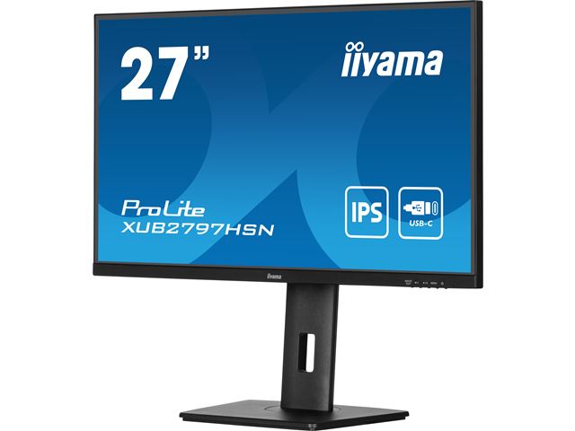 iiyama ProLite Monitor XUB2797HSN-B1 27", Black, Height Adjustable, IPS Panel, USB-C connection, Daisy chain, RJ45 (LAN) image 4