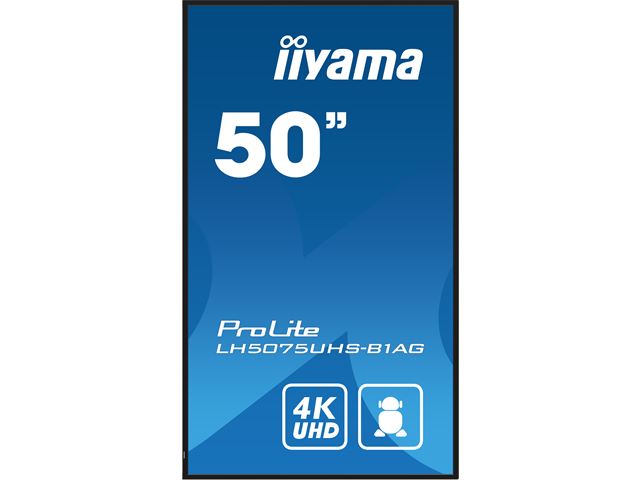 iiyama ProLite monitor LH5075UHS-B1AG 50", Digital Signage, IPS, HDMI, DisplayPort, 4K, 24/7, Landscape/Portrait, Media Player, Intel® SDM slot, Wifi, Anti-Glare image 1