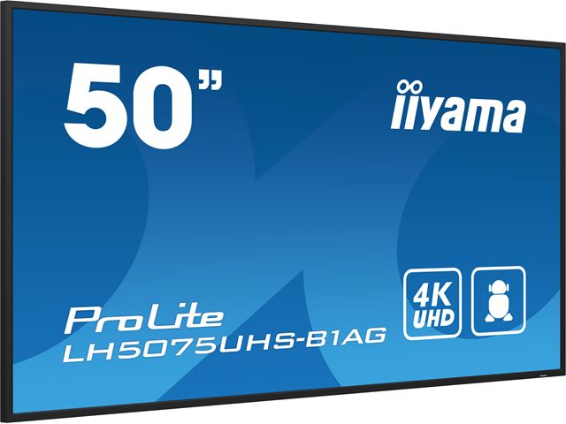 iiyama ProLite monitor LH5075UHS-B1AG 50", Digital Signage, IPS, HDMI, DisplayPort, 4K, 24/7, Landscape/Portrait, Media Player, Intel® SDM slot, Wifi, Anti-Glare image 2
