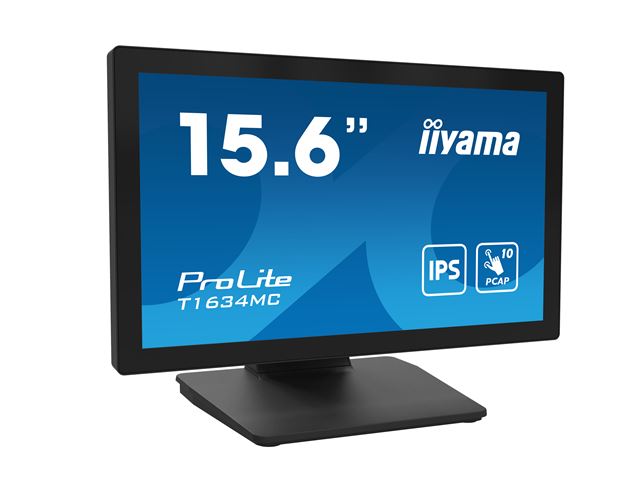 iiyama ProLite T1634MC-B1S 16" Black, IPS, touch through glass, 16:9, Projective Capacitive 10pt touch, IP65 rated image 1