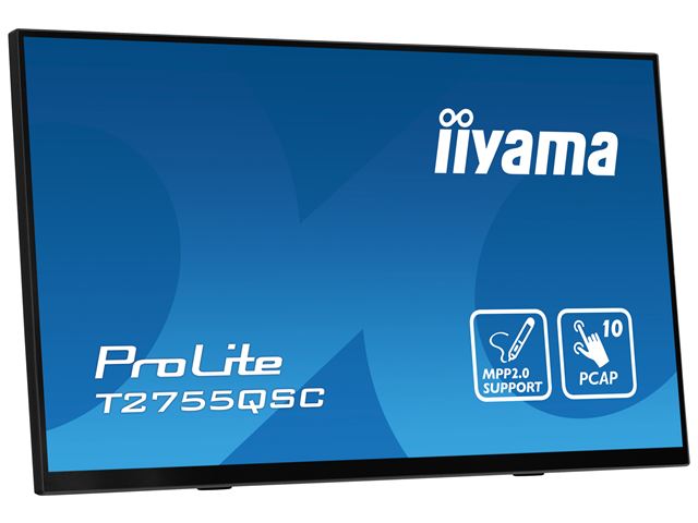 iiyama ProLite monitor T2755QSC-B1 27", Projective Capacitive 10pt touch, IPS, WQHD (2560x1440), Scratch resistant, HDMI, DisplayPort, Edge to edge glass image 2