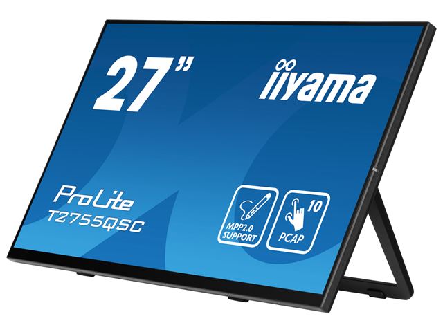 iiyama ProLite monitor T2755QSC-B1 27", Projective Capacitive 10pt touch, IPS, WQHD (2560x1440), Scratch resistant, HDMI, DisplayPort, Edge to edge glass image 4