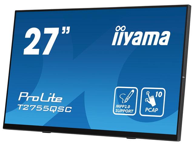 iiyama ProLite monitor T2755QSC-B1 27", Projective Capacitive 10pt touch, IPS, WQHD (2560x1440), Scratch resistant, HDMI, DisplayPort, Edge to edge glass image 5