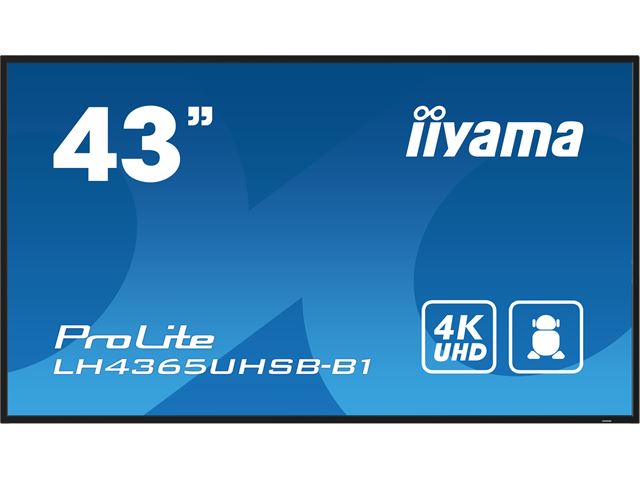 iiyama ProLite monitor LH4365UHSB-B1, 43" IPS Professional Digital Signage display with 24/7, 4K UHD and 800cd high brightness, Android OS image 0