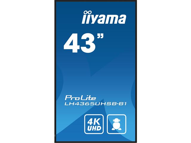 iiyama ProLite monitor LH4365UHSB-B1, 43" IPS Professional Digital Signage display with 24/7, 4K UHD and 800cd high brightness, Android OS image 1