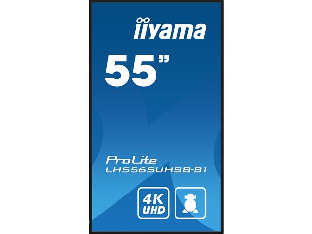 iiyama ProLite monitor LH5565UHSB-B1, 55" IPS Professional Digital Signage display with 24/7, 4K UHD and 800cd high brightness, Android OS image 1