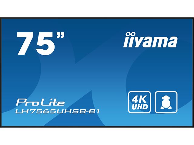 iiyama ProLite monitor LH7565UHSB-B1, 75" IPS Professional Digital Signage display with 24/7, 4K UHD and 800cd high brightness, Android OS image 0