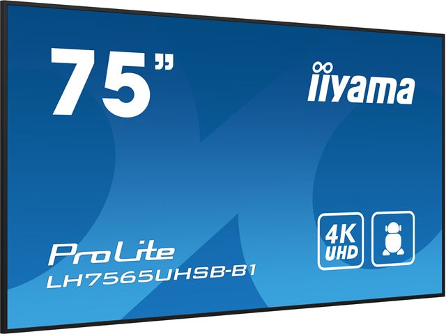 iiyama ProLite monitor LH7565UHSB-B1, 75" IPS Professional Digital Signage display with 24/7, 4K UHD and 800cd high brightness, Android OS image 2