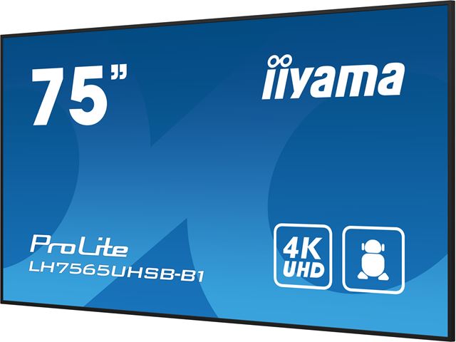 iiyama ProLite monitor LH7565UHSB-B1, 75" IPS Professional Digital Signage display with 24/7, 4K UHD and 800cd high brightness, Android OS image 6