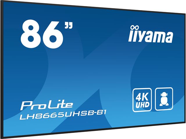 iiyama ProLite monitor LH8665UHSB-B1, 86" IPS Professional Digital Signage display with 24/7, 4K UHD and 800cd high brightness, Android OS image 2